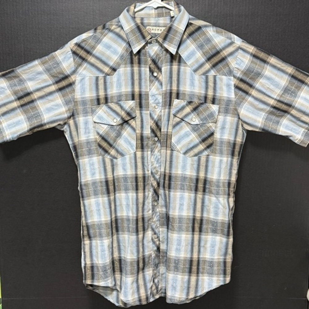 ⛵️Roper Blue Plaid Snap Down short Sleeve Shirt